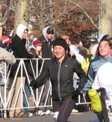 Susie crossing the finish line with her daughter, Natalie